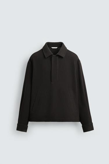 TEXTURED POLO OVERSHIRT - Brown by Zara