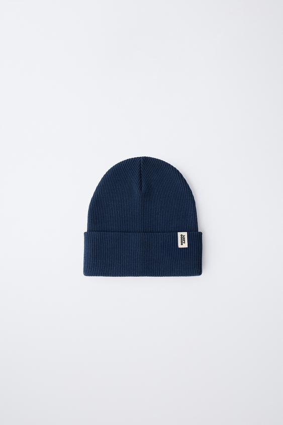 GORRO PUNTO CANALÉ ETIQUETA - Marino de Zara - Imagen 0