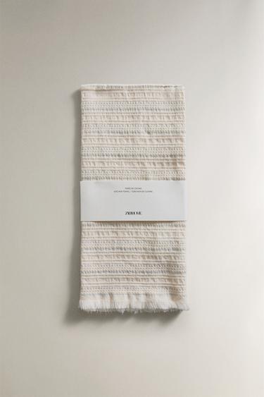 WAFFLE-KNIT TEA TOWEL - Blue by Zara - Image 3