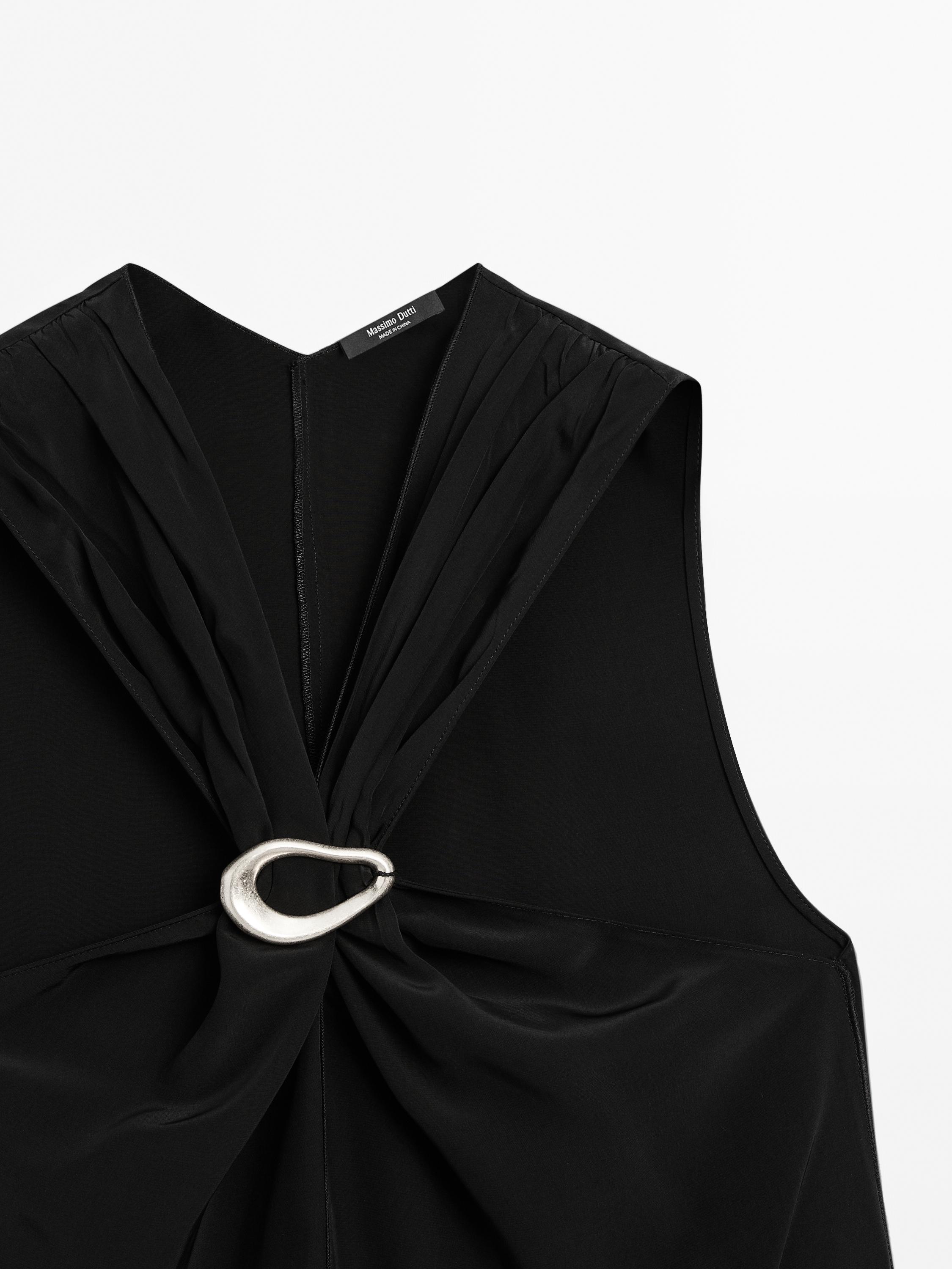 Halter top with removable brooch detail