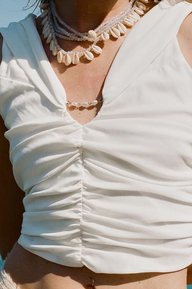 TOP COURT DRAPÉ - Blanc de Zara