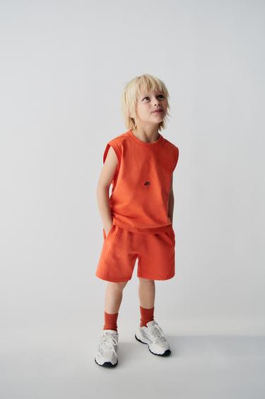 Zara GARMENT DYE LOGO T-SHIRT - Coral