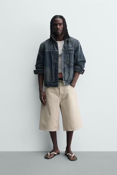 핀스트라이프 릴렉스핏 조츠 - Zara의 크림 - 이미지 0