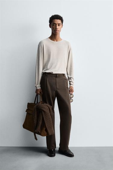 Zara LIGHTWEIGHT 100% HEMP SWEATER - Anthracite grey - Image 0