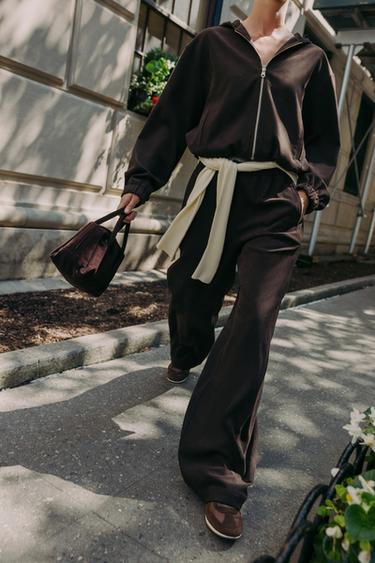 WIDE-LEG TROUSERS - Dark brown by Zara