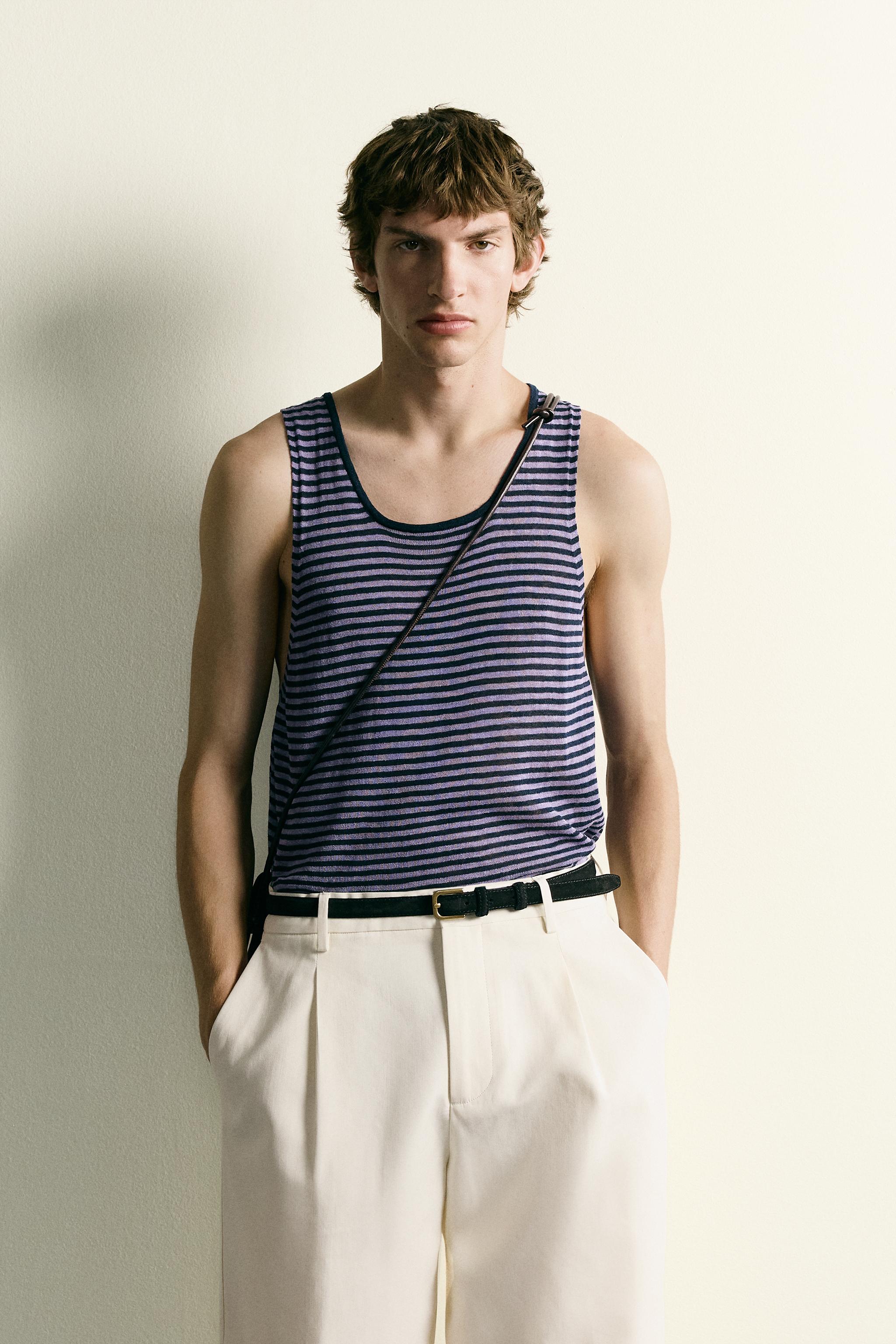 STRIPED JACQUARD KNIT TANK TOP