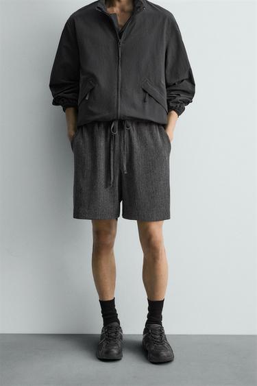 TEXTURED RELAXED FIT BERMUDA SHORTS - Anthracite grey by Zara