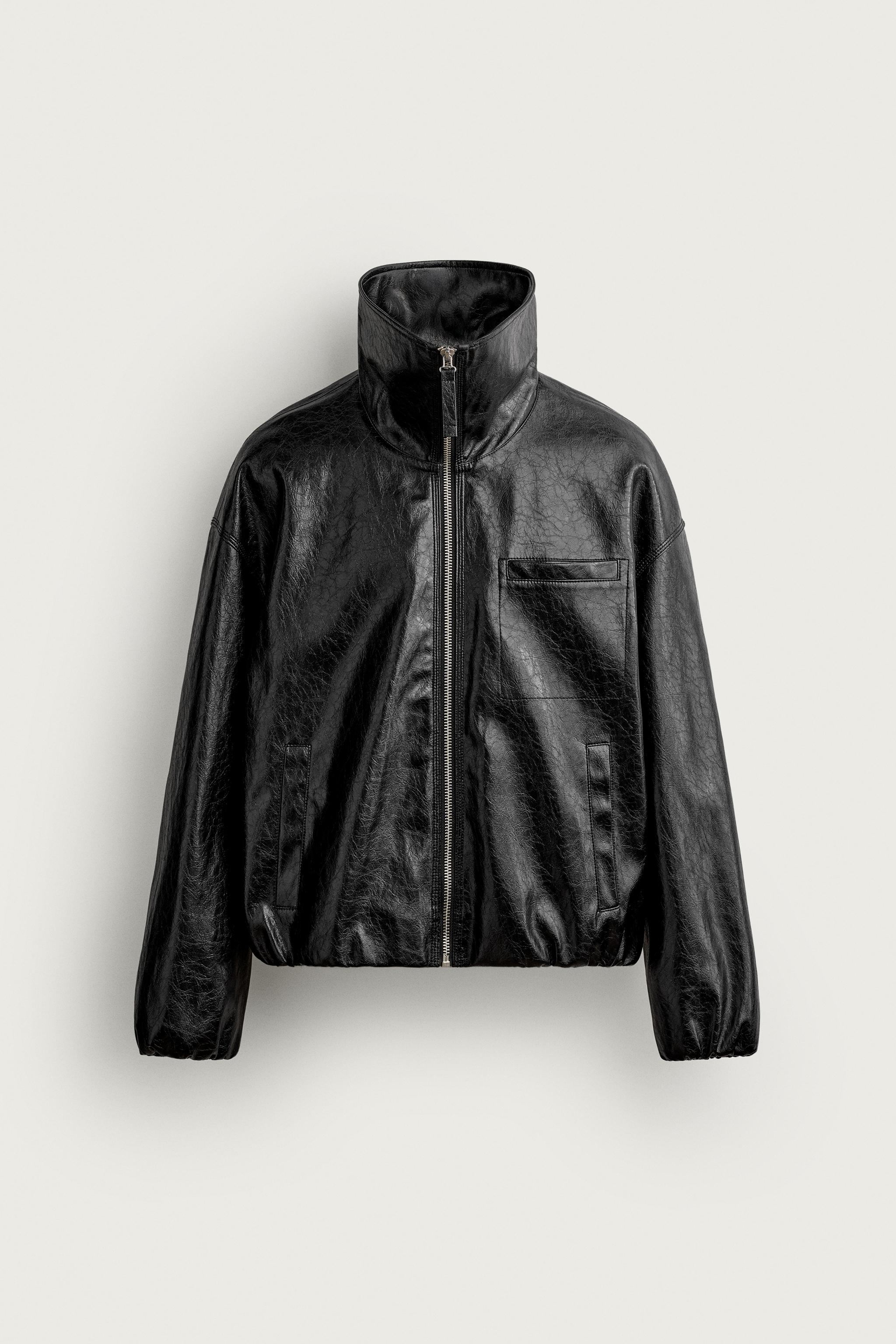 BLOUSON CROPPED FIT MATIÈRE SYNTHÉTIQUE