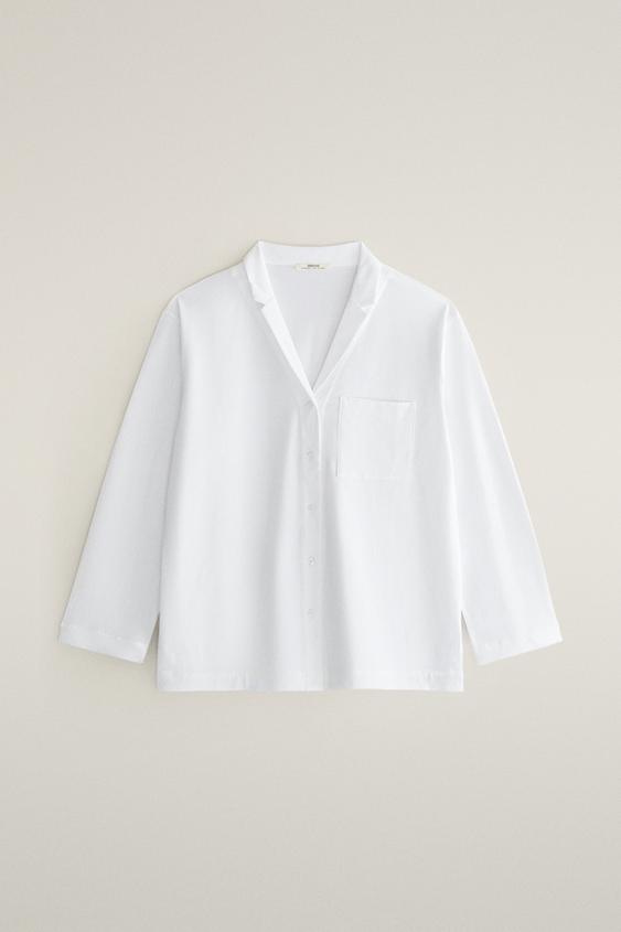 CAMISA MANGA LARGA CUELLO SOLAPAS - Blanco de Zara - Imagen 0