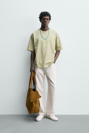 T-SHIRT REGULAR FIT HEAVYWEIGHT - Vert clair de Zara