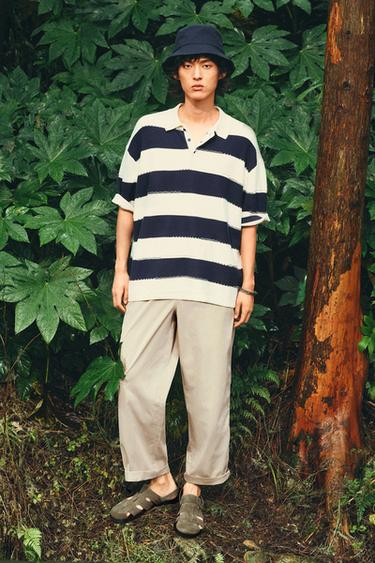 Zara 休閒版棉質長褲 - 焦糖色