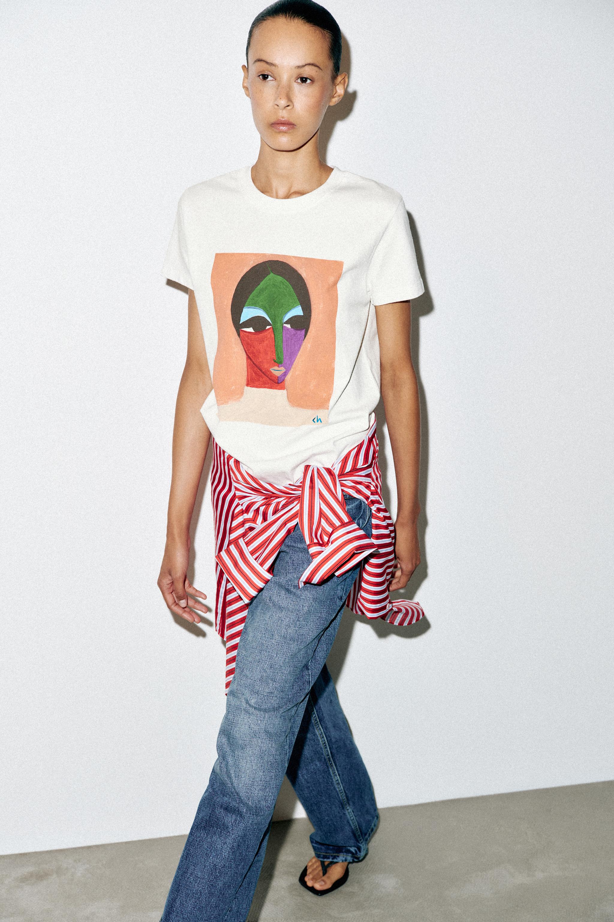 Женские футболки Zara CORTNEY SHORT SLEEVE T-SHIRT — фото 5