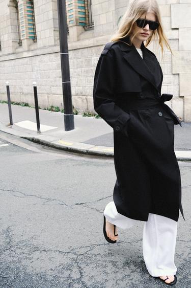 LONG BELTED TRENCH COAT - Black by Zara