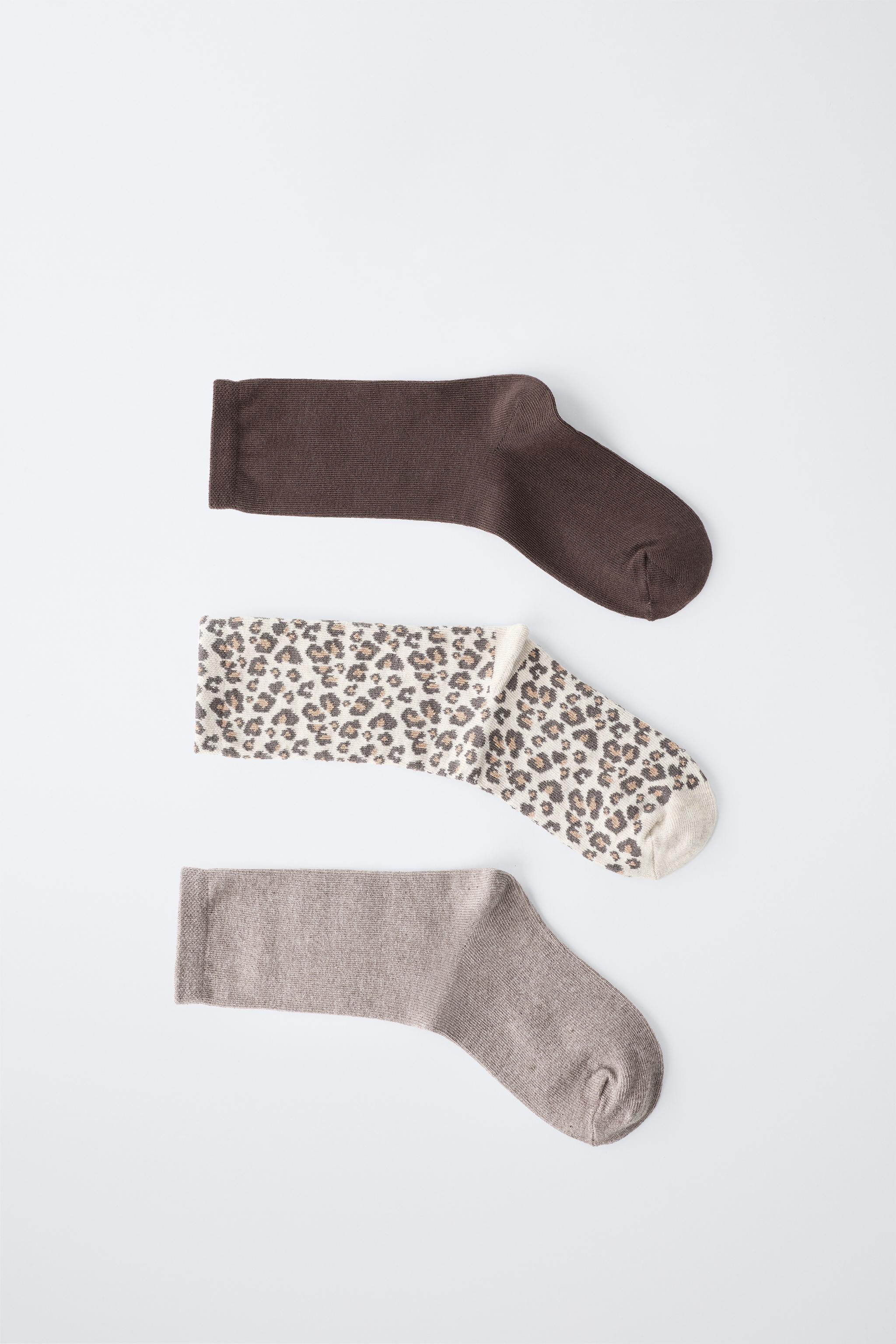 LOT DE TROIS PAIRES CHAUSSETTES MONTANTES ANIMAL PRINT