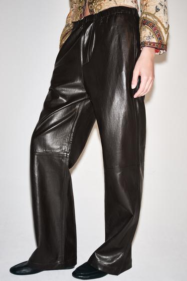 ZW COLLECTION FAUX LEATHER JOGGER PANTS — Brown 2