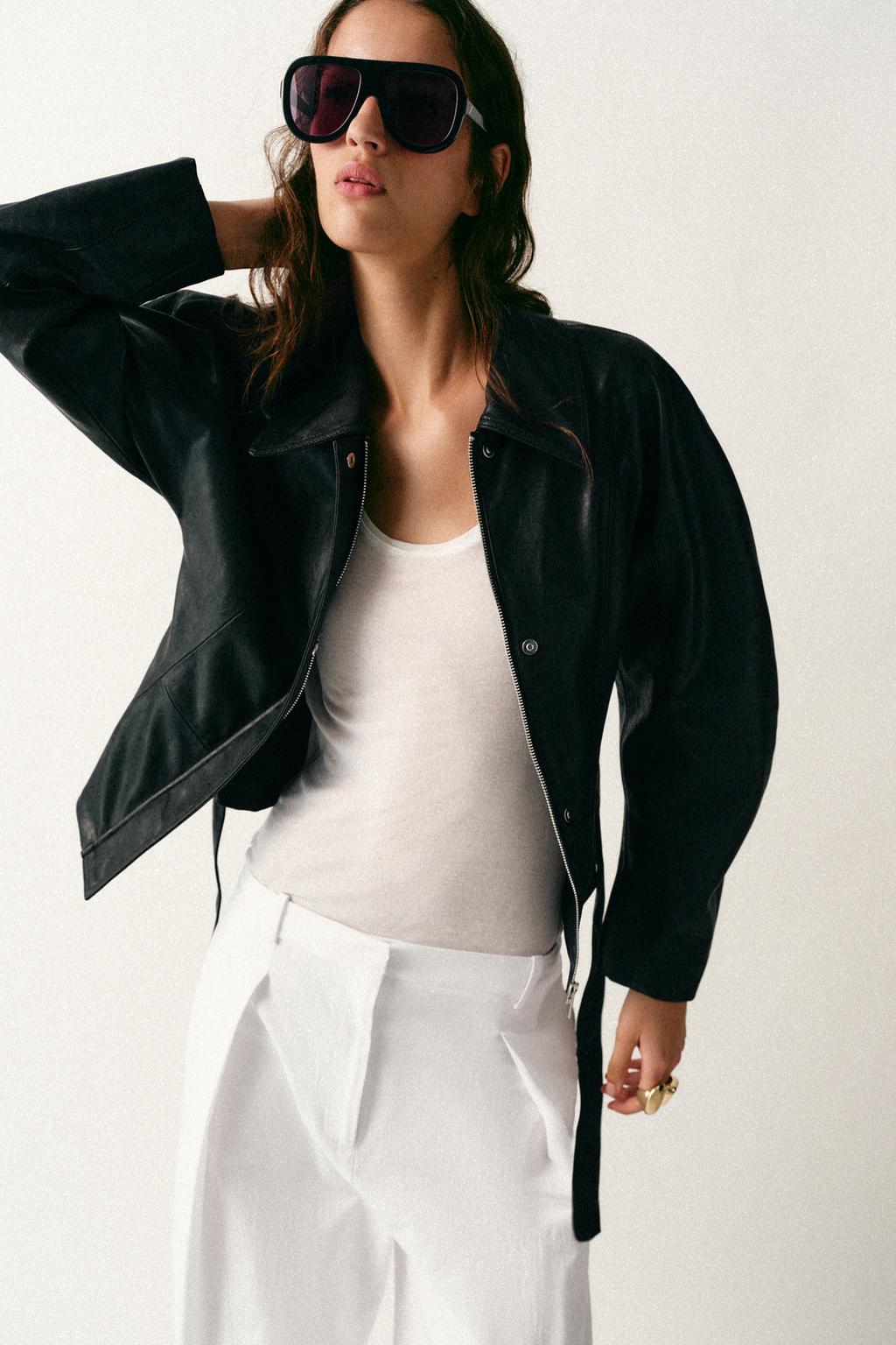 FAUX LEATHER BELTED JACKET - image 2