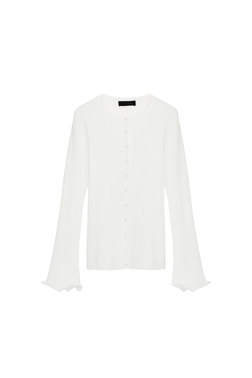 RIB CARDIGAN WITH WAVY HEM - image 3