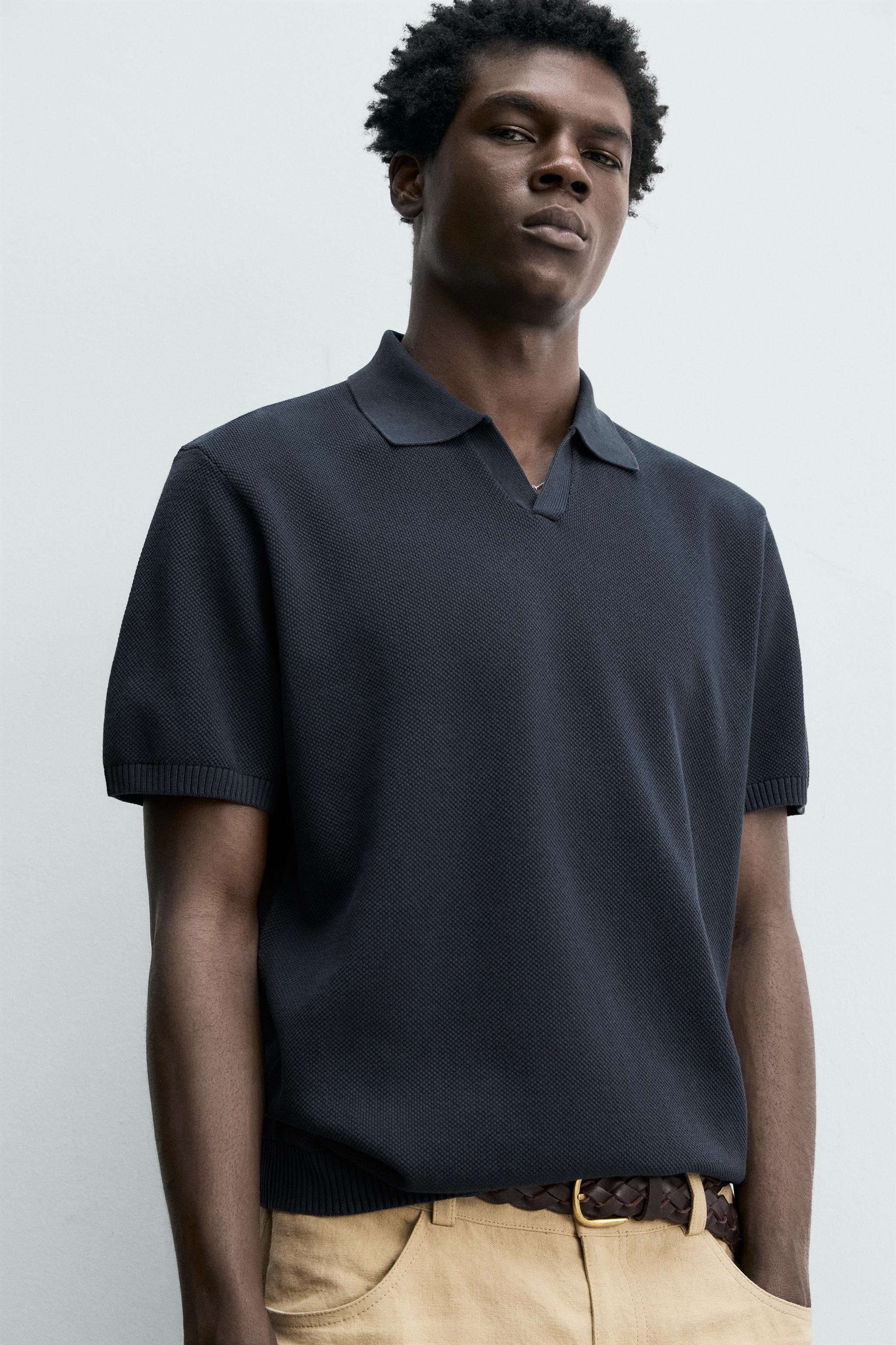 ニットテクスチャーポロシャツ - オフホワイト | ZARA Japan / 日本