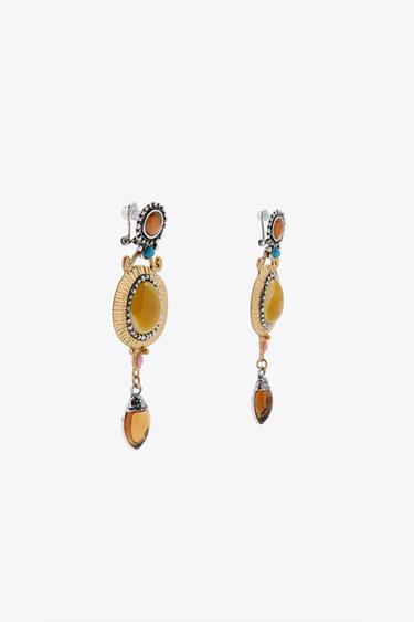 STONE EARRINGS - Gold / Silver by Zara - Image 2