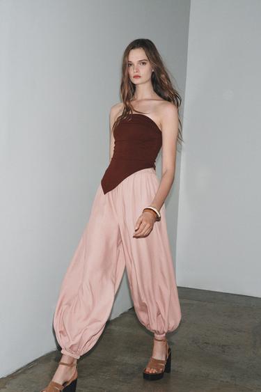 ASYMMETRIC BANDEAU TOP - Wine by Zara