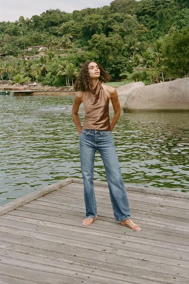 JEAN Z1975 DROIT TAILLE HAUTE LONG - Bleu moyen de Zara