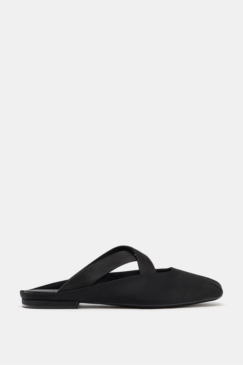 CRISS-CROSS ELASTIC STRAP SLINGBACK FLATS - Black | ZARA  display picture 3