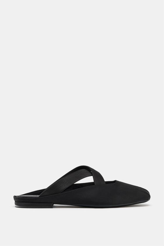 CRISS-CROSS ELASTIC STRAP SLINGBACK FLATS