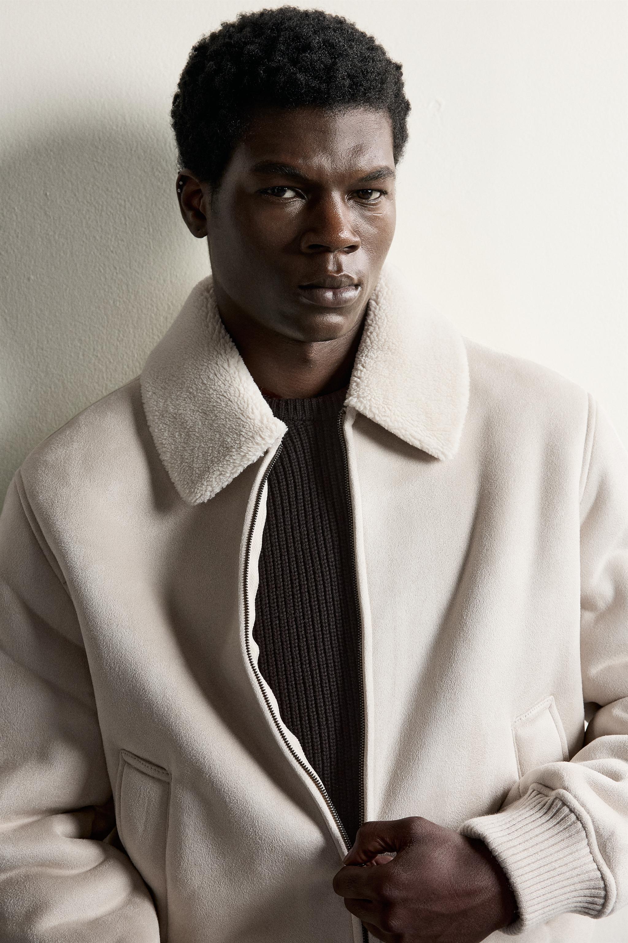 BLOUSON EN MATIÈRE SYNTHÉTIQUE BIMATIÈRE EFFET MOUTON