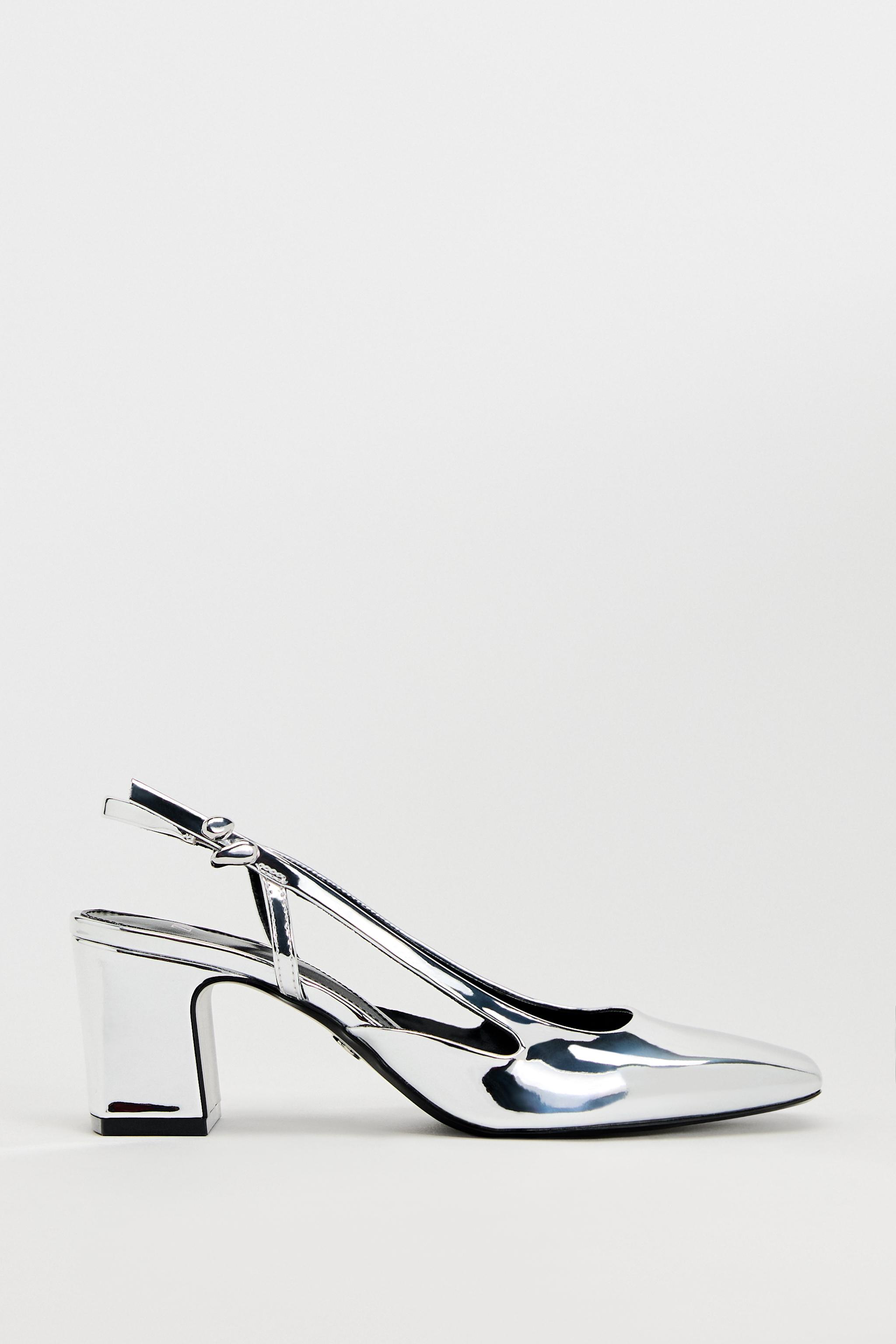 METALLIC HIGH-HEEL SLINGBACK SHOES