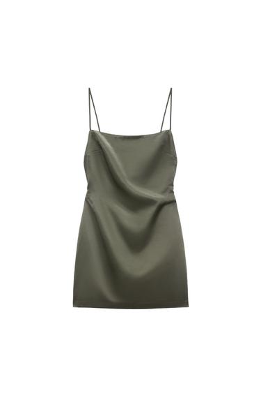 SATIN LINEN BLEND DRESS