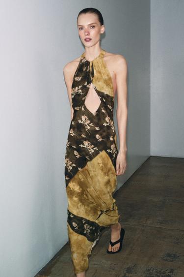 ROBE LONGUE IMPRIMÉE HALTER - Multicolore de Zara - Image 4
