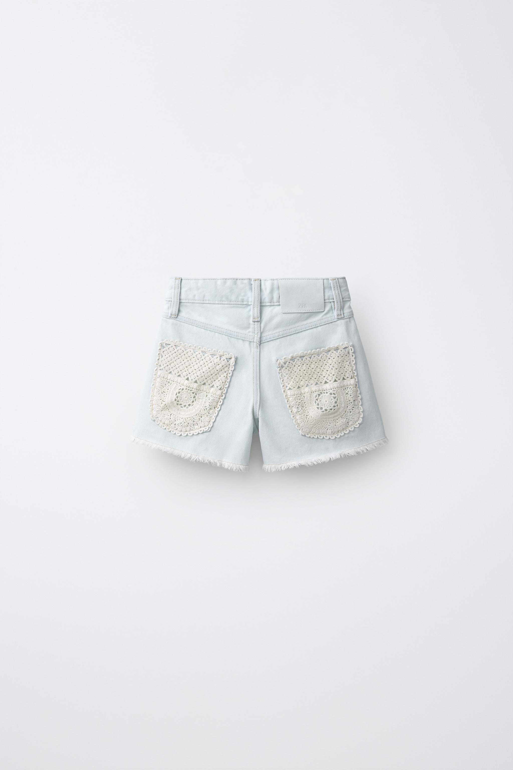 CROCHET DENIM BERMUDA SHORTS