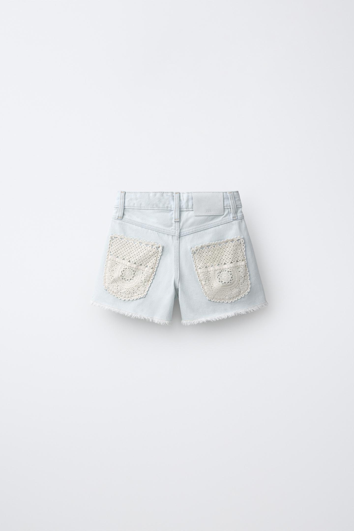 Детские шорты Zara Crochet Denim Bermuda, цвет: Светлый синий — фото 2