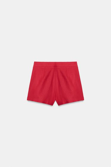SHORT À PINCES AVEC LIN - Rouge de Zara - Image 6