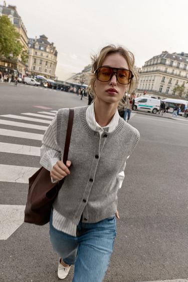 SOFT KNIT VEST - Grey marl by Zara
