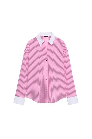 STRIPED POPLIN SHIRT - Pink by Zara