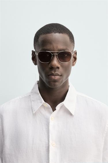 LENTES DE SOL METÁLICAS CADRADAS - Prata de Zara - Imaxe 0