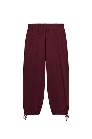 Zara KNIT PANTS - Dark maroon