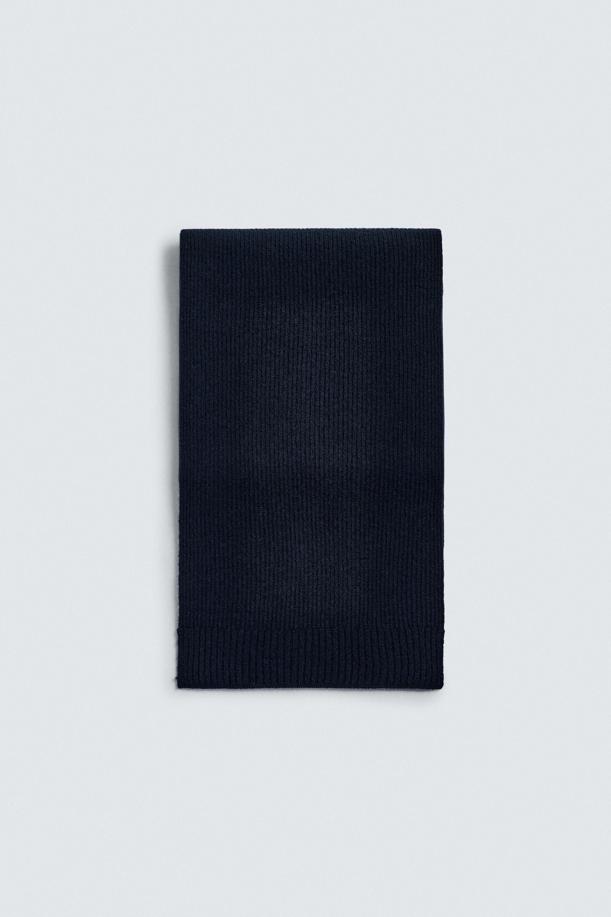 100% WOOL KNIT SCARF - Navy blue | ZARA United States