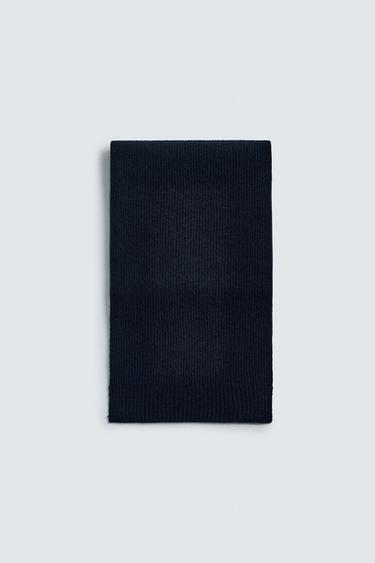 ВЯЗАНЫЙ ШАРФ ИЗ 100% ШЕРСТИ — МОРСКОЙ СИНИЙ от Zara