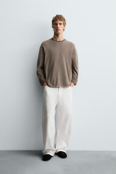 TEXTURED WASHED SWEATER - Faded pink by Zara
