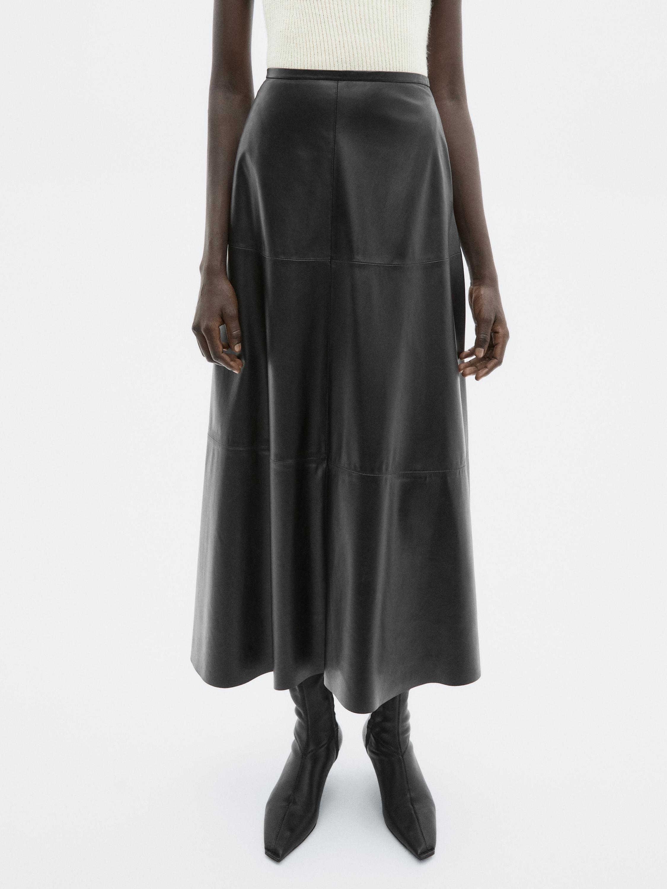 Jupe longue ample en cuir nappa - LIMITED