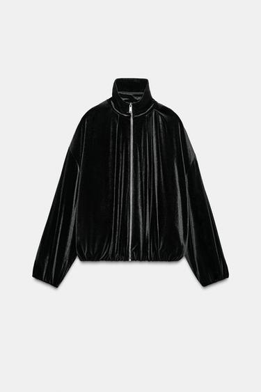 BLOUSON BOMBER EN VELOURS - Noir de Zara - Image 7
