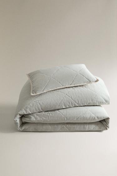 CHILDREN'S STRIPED COTTON QUILT - Blue by Zara