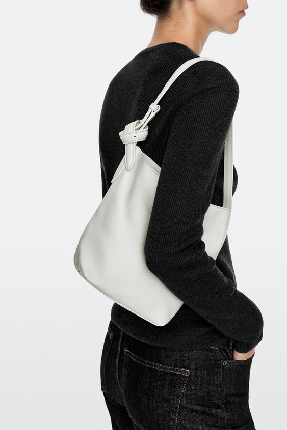 Zara Nappa leather mini bucket bag - Oyster-white - Image 0