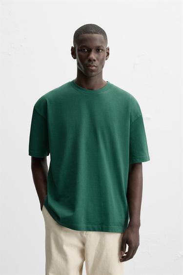Zaras BAS-T-SHIRT HEAVY WEIGHT - Grön