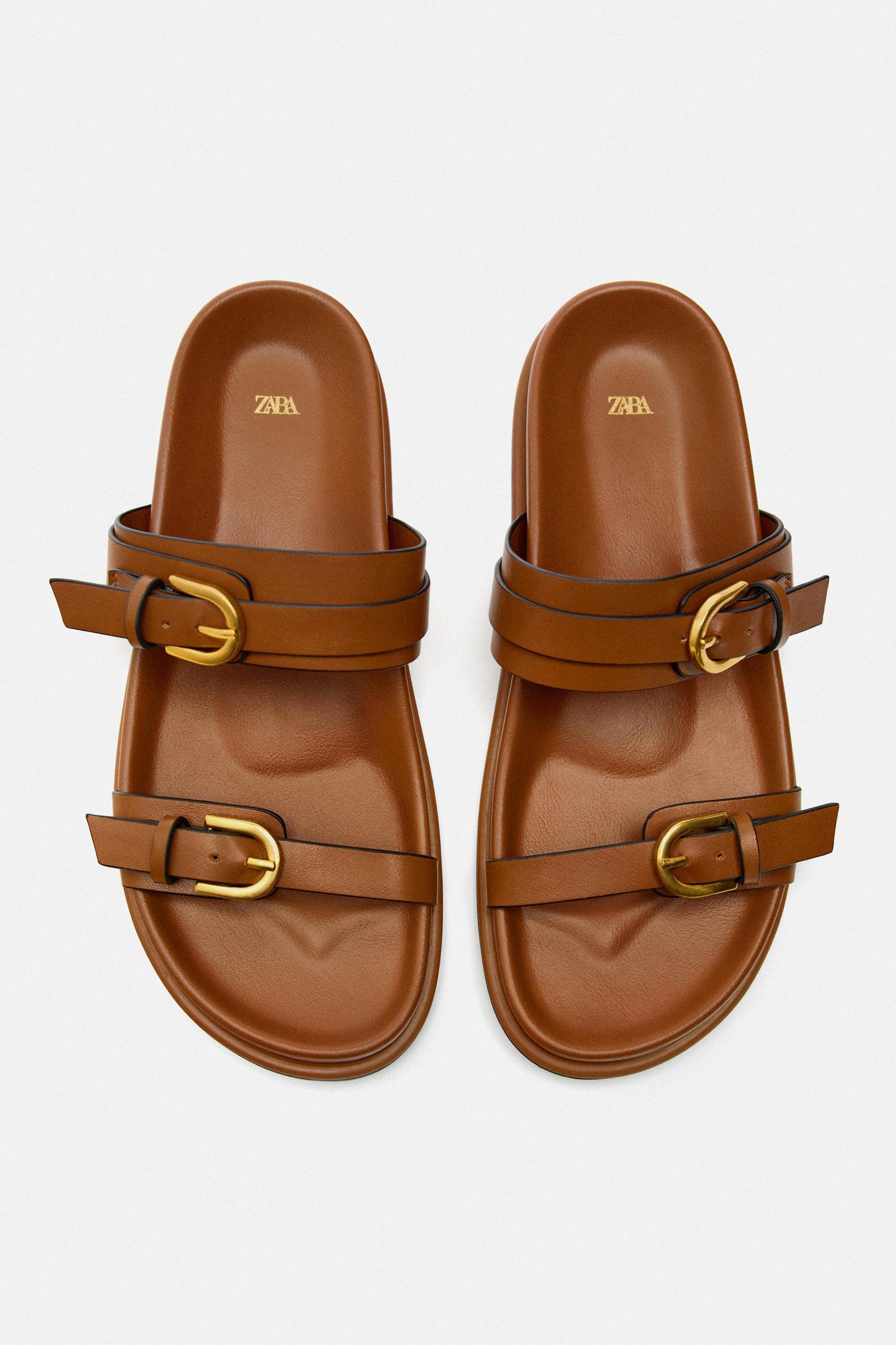 SANDALS WITH BUCKLE DETAIL - Brown | ZARA United States