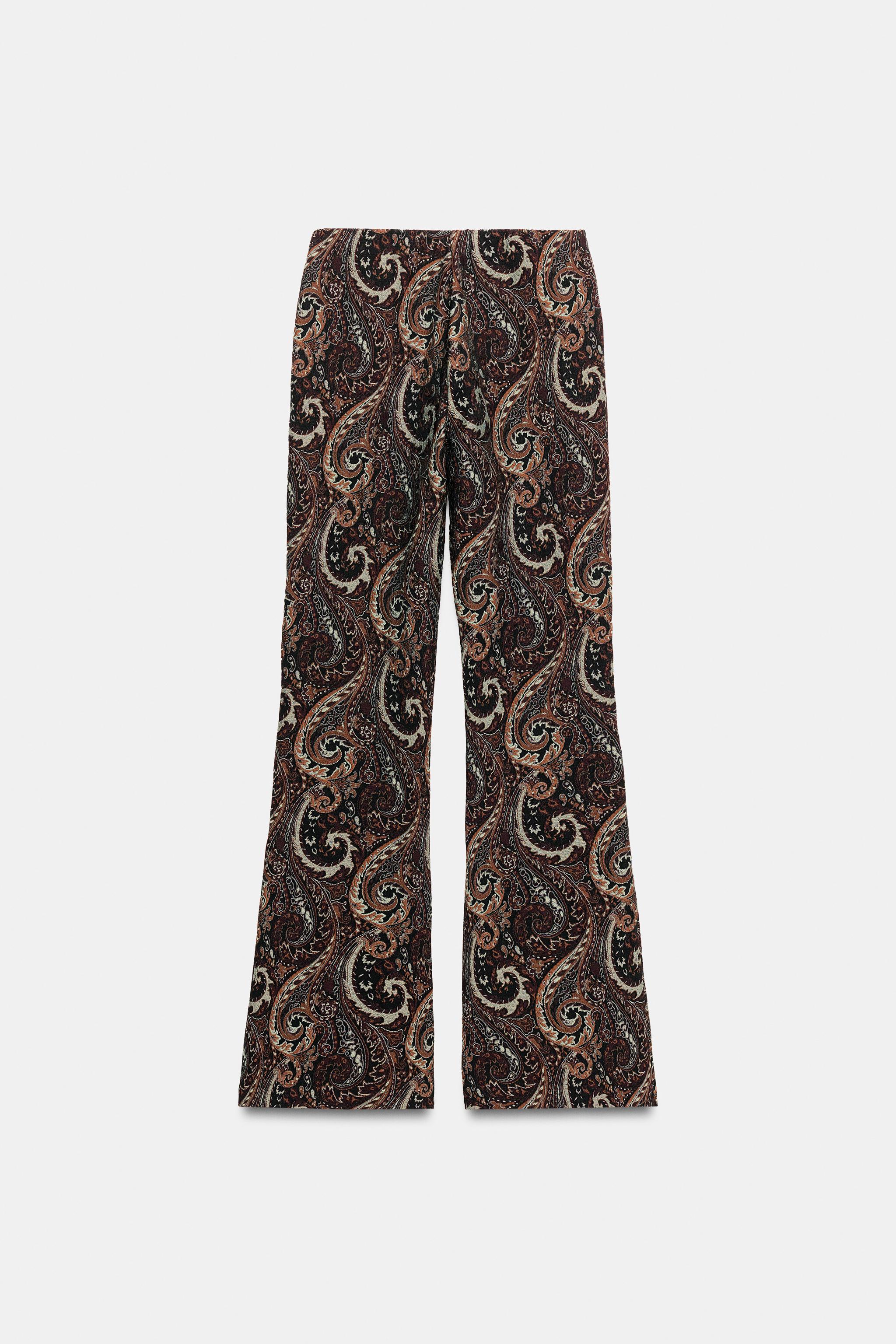 Женские брюки Zara JACQUARD FLARE TROUSERS — фото 8