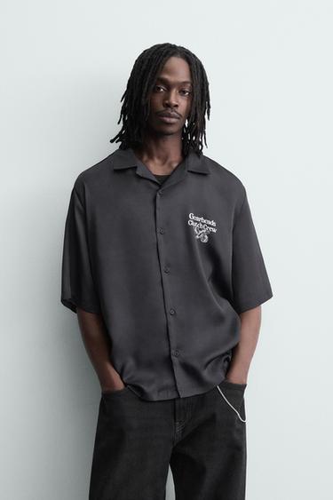 CONTRAST PRINT FLOWING SHIRT - Black by Zara