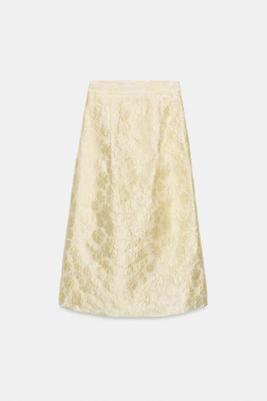 ジャカードミディスカートエクリュZaraのジャカードミディスカート - エクリュ 